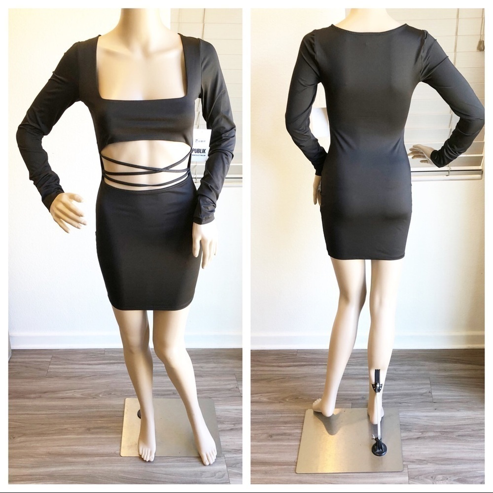 NEW Publik black cut out bodycon club mini dress
